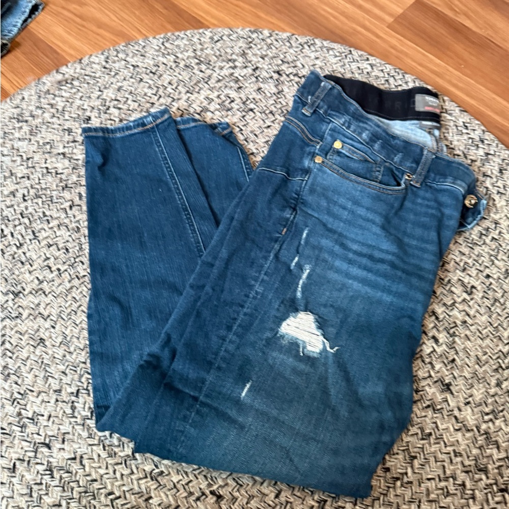 Torrid Blue Skinny Jeans with Distressed Detail